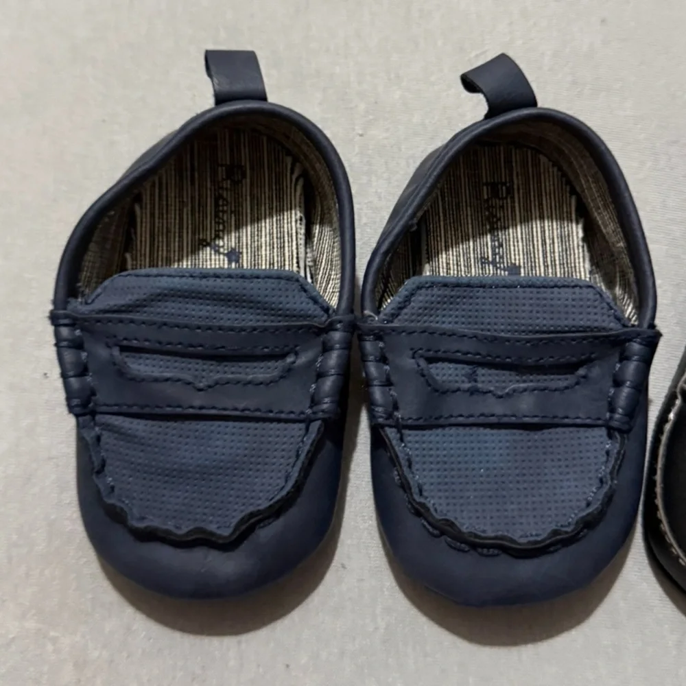 Baby Shoe Bundle 2p 9-12 Months - Blue Loafers & Black Boots